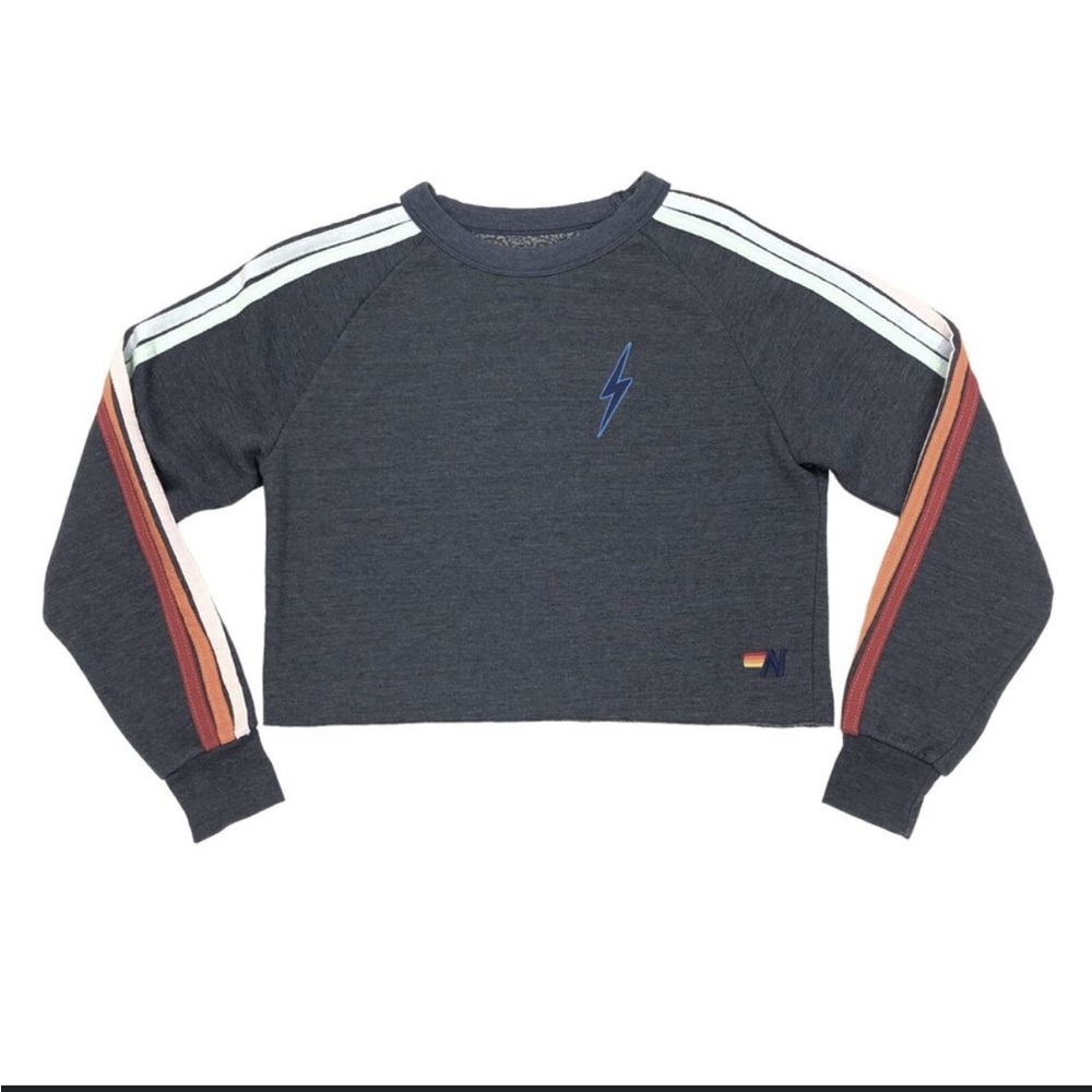 Aviator Nation Cropped 5 Stripe Sweatshirt